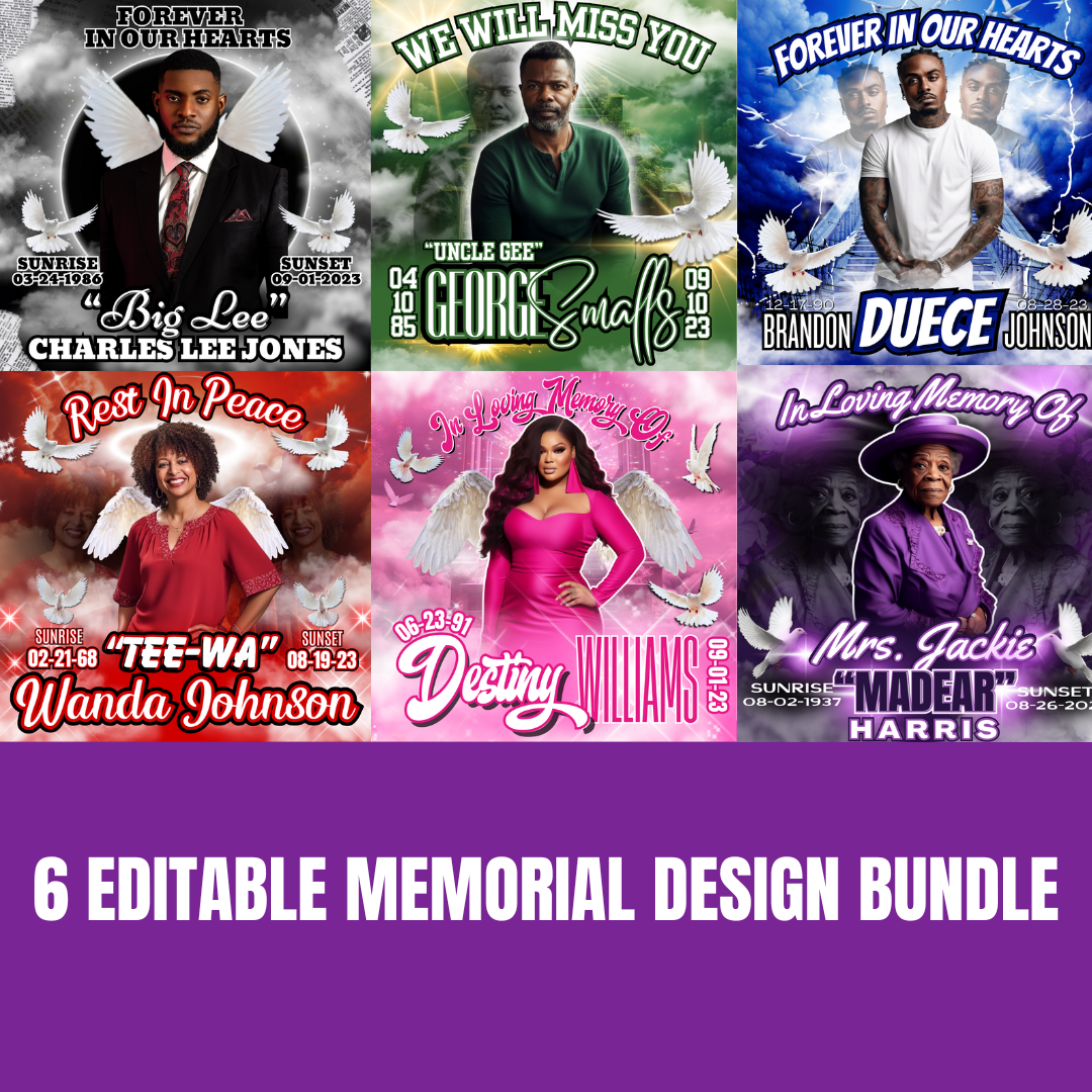 6 EDITABLE MEMORIAL DESIGN BUNDLE