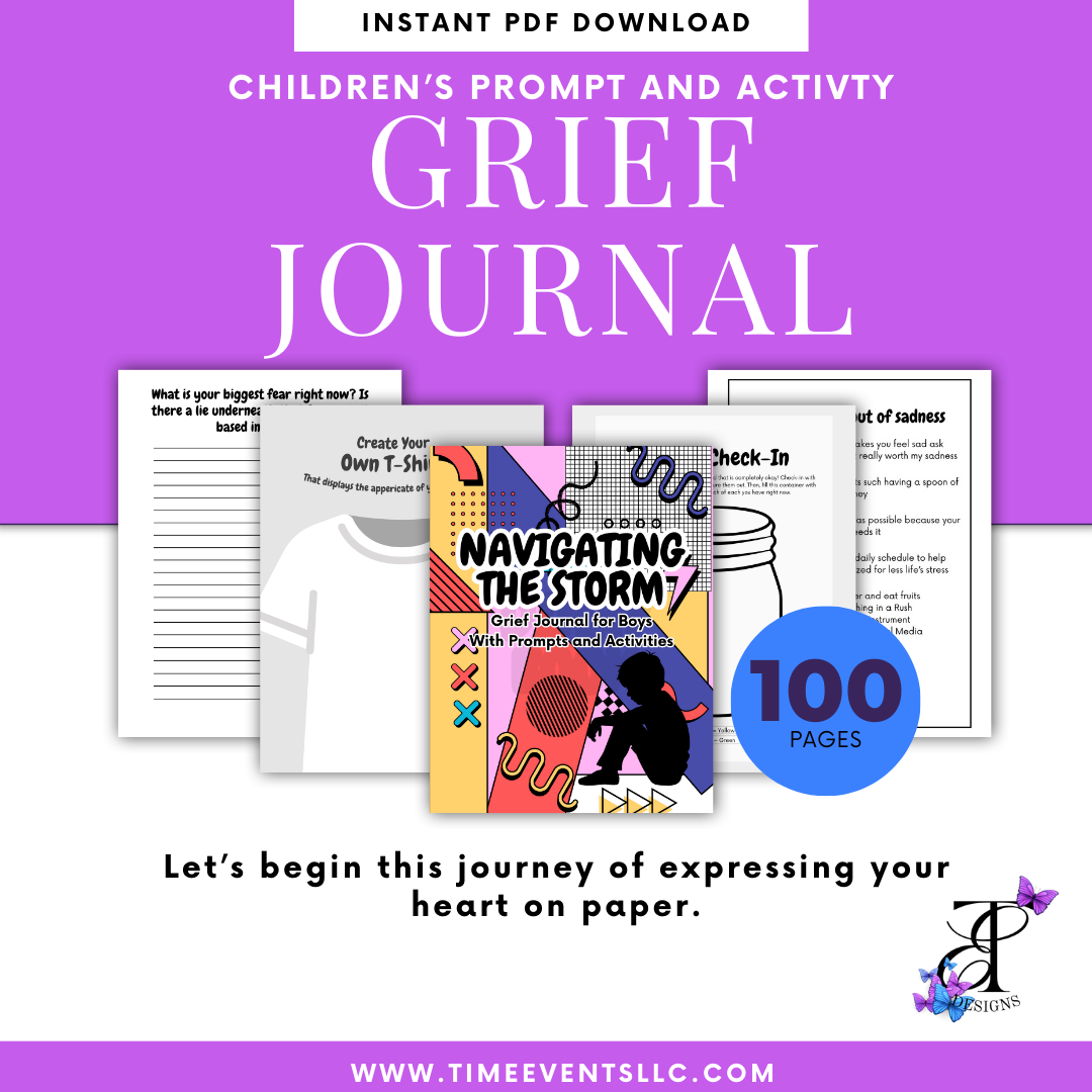 Navigating The Storm:  Grief Journal with Prompts and Activities Boy Editions (PDF Download)