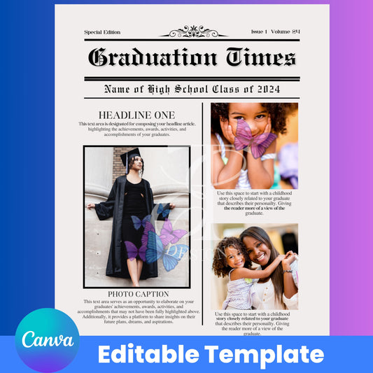 Graduation Newspaper Editable Template