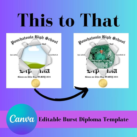 Diploma Burst Editable Template (Digital)