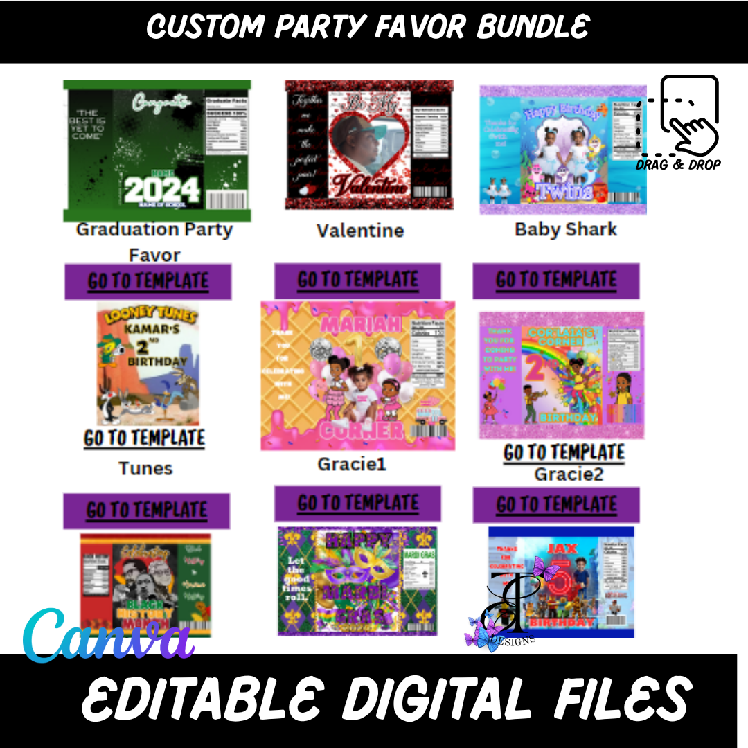 Customizable Party Favor Bundle (Digital Download)