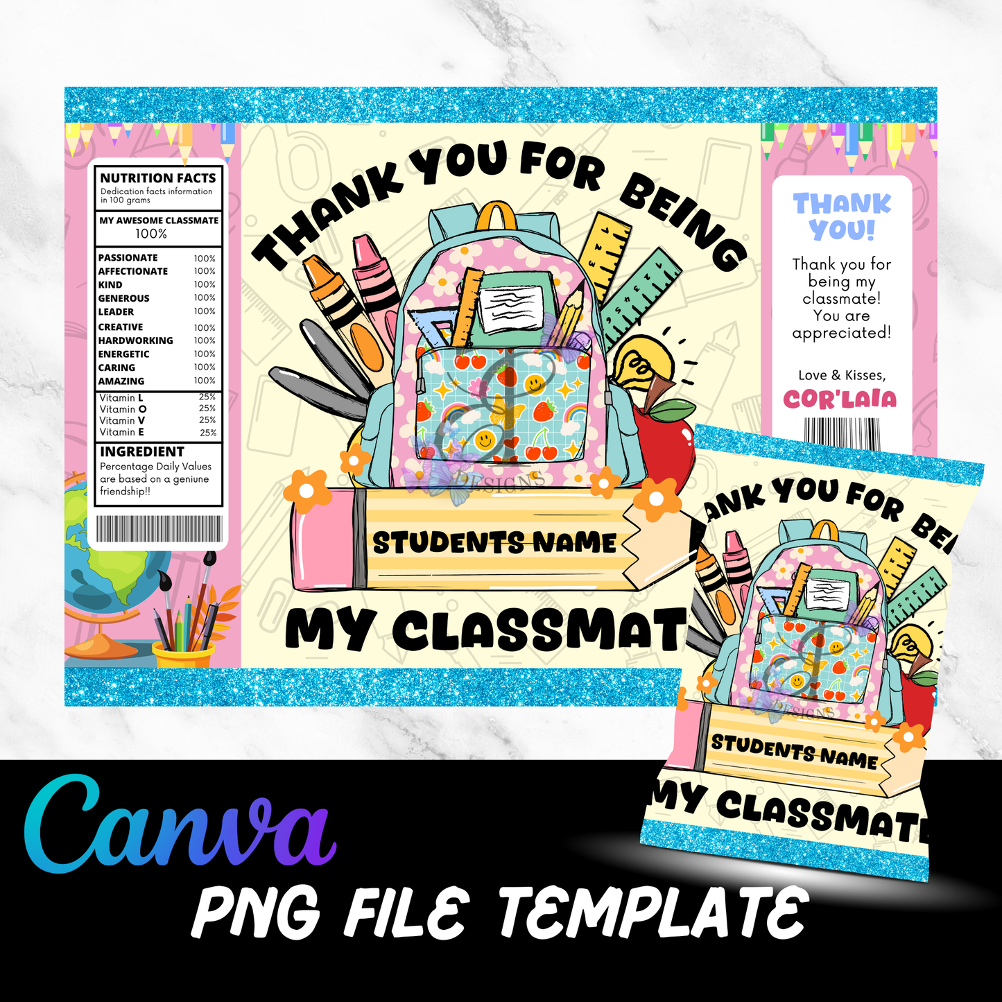 Thank You for Being My Classmate Chip Bag (PNG/ PDF Downloadable Template)