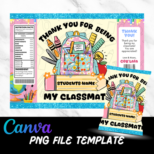 Thank You for Being My Classmate Chip Bag (PNG/ PDF Downloadable Template)