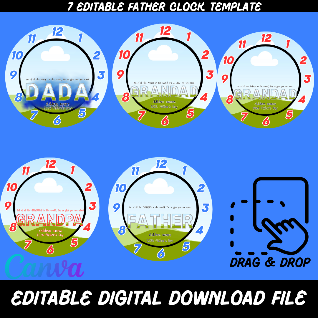 Father's Clock Template Bundle (Editable Digital Download)