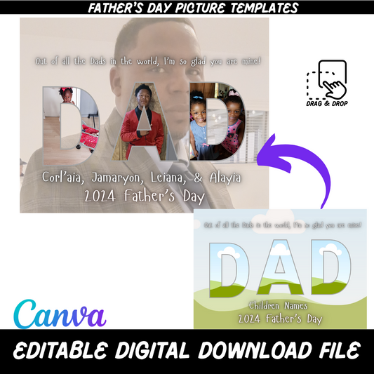 Father's Day Picture Template "DAD" (Canva Editable Download)